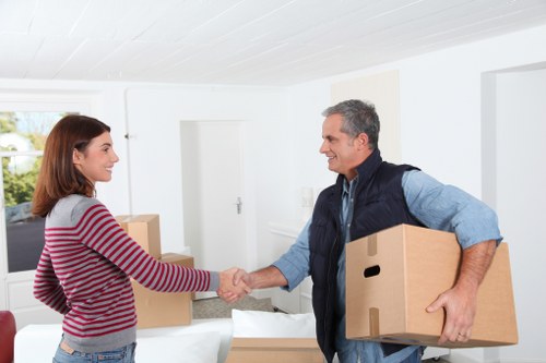 Boxes and household items prepared for transport in Leyton